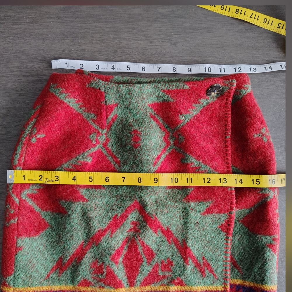 Ralph Lauren Country Wool Southwest Tribal Blanket Skirt Red Blue Green 6 - Picture 6 of 16